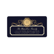 Adresse du monogramme or de la marine Vintage