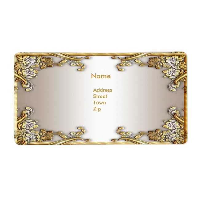 Étiquette Adresse Elegant Gold Cream (Devant)