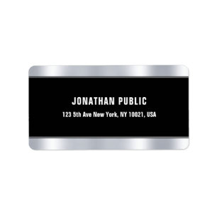 Étiquette Adresse élégante du Modèle Black Silver tendance