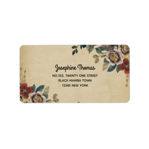 Étiquette Adresse Fleur Vintage