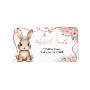 Étiquette Adresse Fleurie Rose pour Bébé Fille Baby Shower L