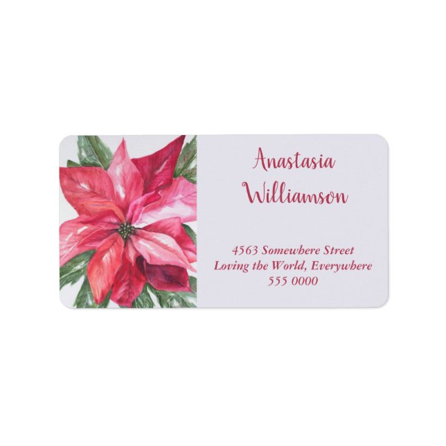 ÉTIQUETTE ADRESSE FLEUVE CLASSIQUE DE NOËL POINSETTIA (Devant)