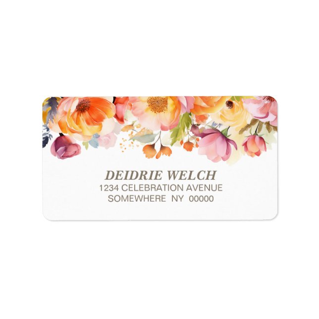 Étiquette Adresse florale de printemps vibrante (Devant)