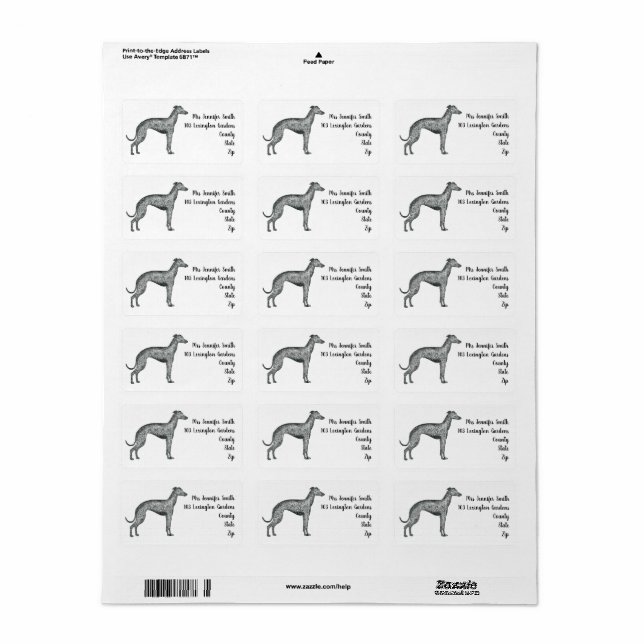 Étiquette Adresse Greyhound (Feuille entière)