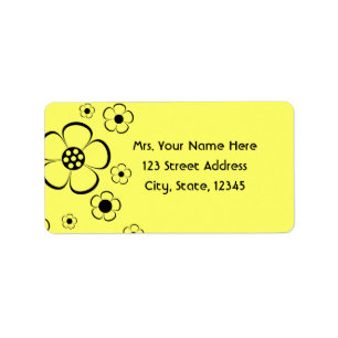 Étiquette Adresse jaune audacieuse Lables de fleurs