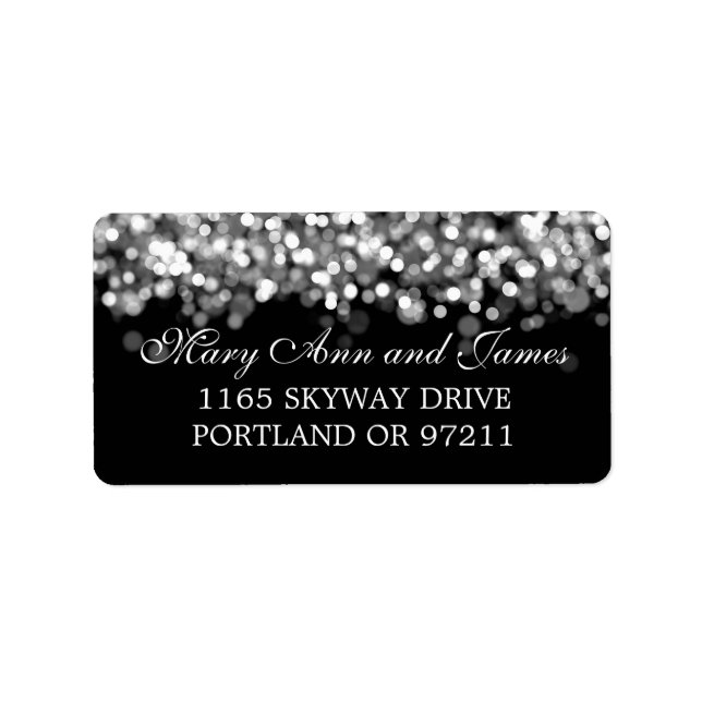 Étiquette Adresse mariage Lumières argent (Devant)