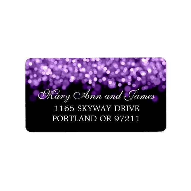 Étiquette Adresse mariage Lumières violettes (Devant)