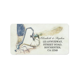 Étiquette Adresse Mariage moderne Dragonfly Mating Love Hear