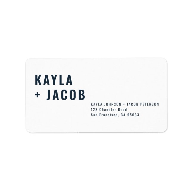 Étiquette Adresse Mariage moderne + minimaliste (Devant)