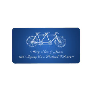 Étiquette Adresse Mariage simple Tandem Vélo Bleu