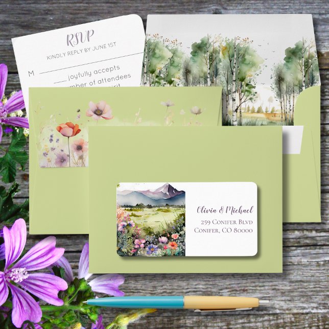 Étiquette Adresse postale de Mountain Thyme Wildflower (Créateur téléchargé)