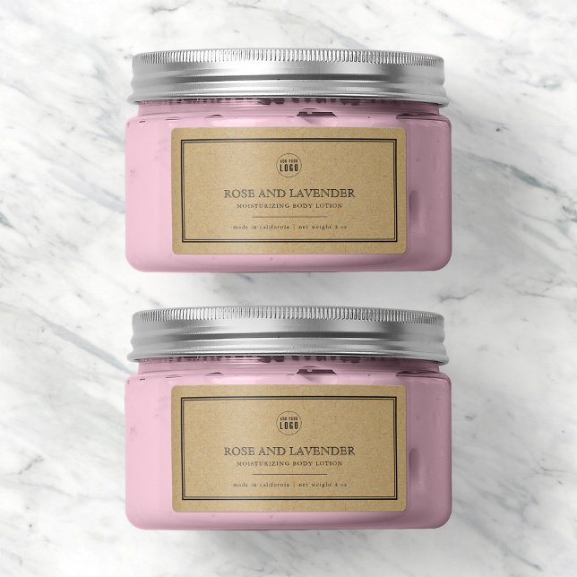 Étiquette Ajouter votre logo Classic Grey Bordure Kraft Prod (Créateur téléchargé)