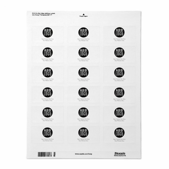 Étiquette ajoutez simplement votre propre logo | texte perso (Feuille entière)