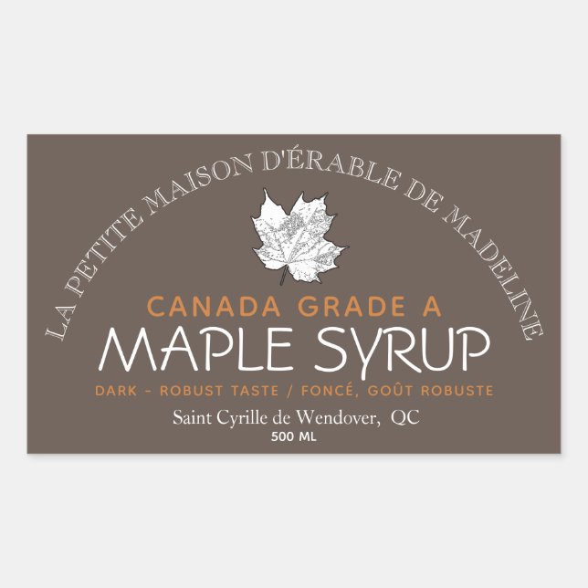 Étiquette alimentaire canadien modifiable au sirop (Devant)