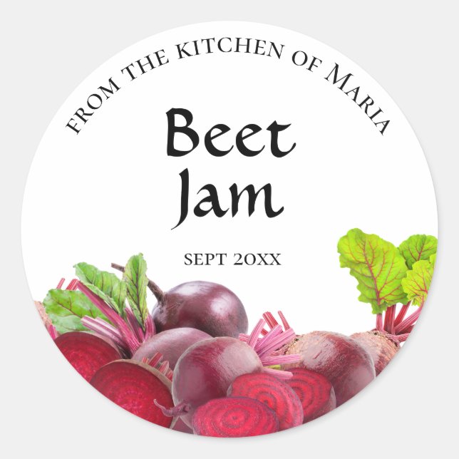 Étiquette alimentaire de confiture de betteraves m (Devant)