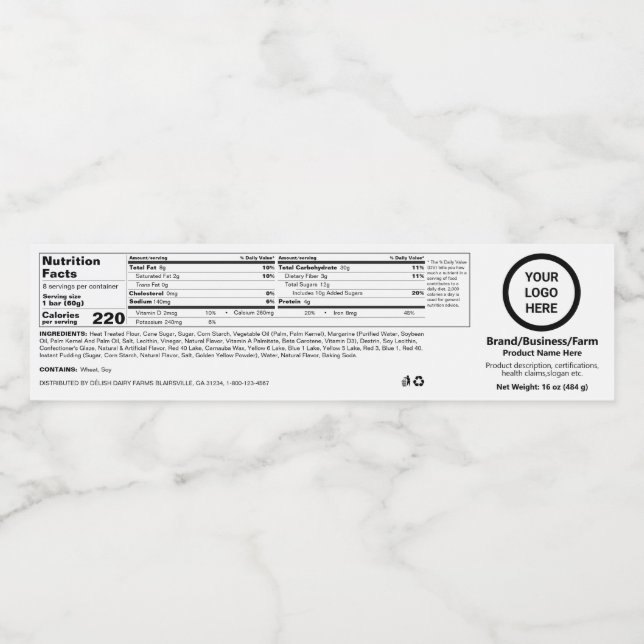 Étiquette alimentaire Générique Modifiable Prime N (Étiquettes simples)