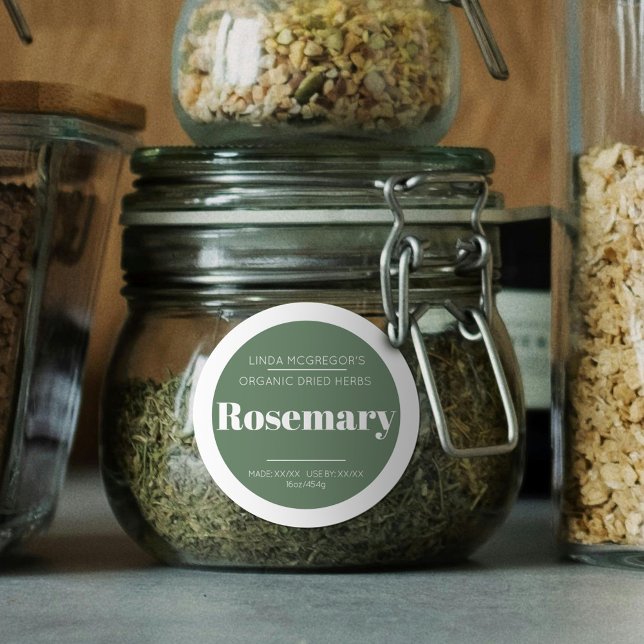 Étiquette alimentaire minimaliste de romarin blanc (Créateur téléchargé)