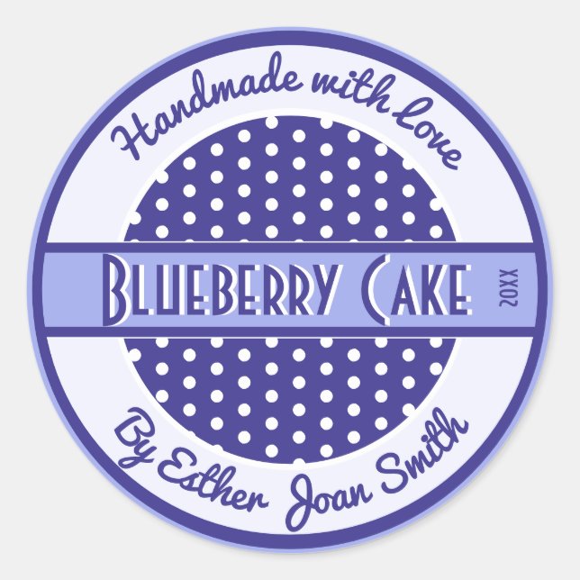 Étiquette alimentaire Retro Blue Custom Text avec  (Devant)