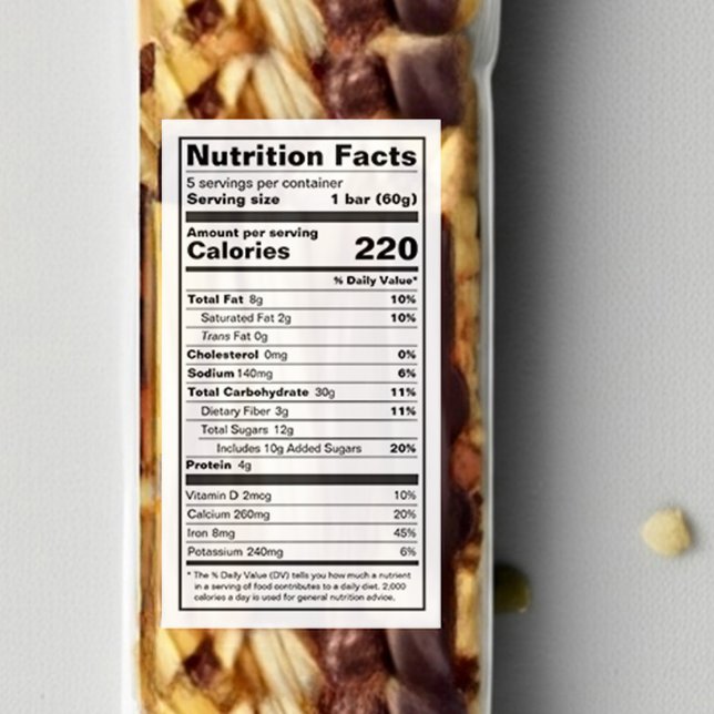 Étiquette alimentaire sur mesure conforme à la FDA (Créateur téléchargé)