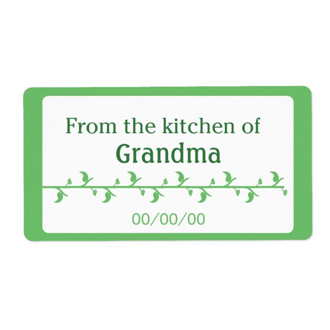 Étiquette alimentaire vert (Devant)