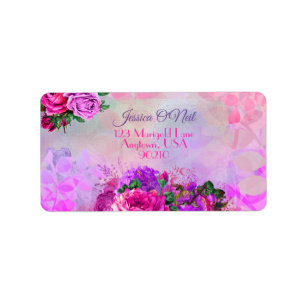 Étiquette Amethyst Framboise Floral Mariage Adresse de retou