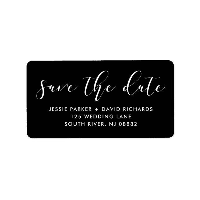 Étiquette Amour délicat | Calligraphie sur Black Enregistrer (Devant)