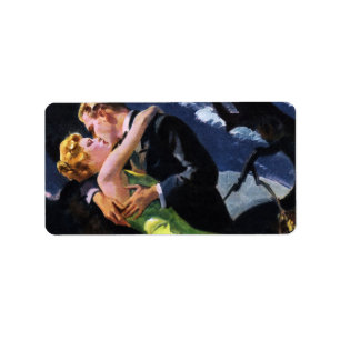 Étiquette Amour vintage et romance, Baiser romantique