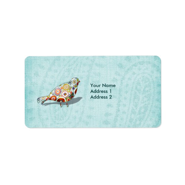 Étiquette Amusant Petit Oiseau Whimsical Personnalisé (Devant)