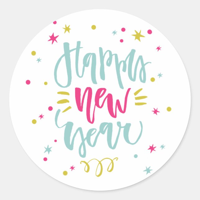 Étiquette amusante et festive Bonne année Sticker (Devant)