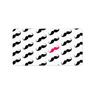 Étiquette Amusante Fille Rose Et Noir Motif Mustache