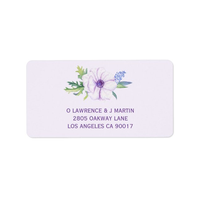 Étiquette Anémone pourpre et Hyacinthe Printemps Floral (Devant)