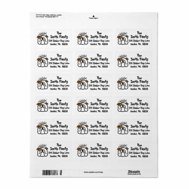 Étiquette Anglais Bulldog Angel - personnalisé Bulldog (Feuille entière)