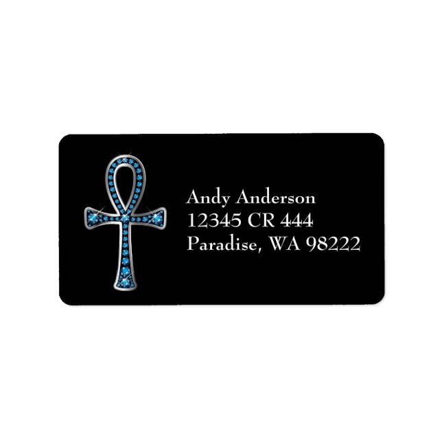 Étiquette Ankh égyptien avec Aquamarine (Devant)