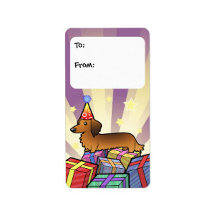 Étiquette Anniversaire Dachshund Tags cadeaux (longhair)