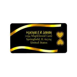 Étiquette Anniversaire du Mariage moderne Gold & Black Elega