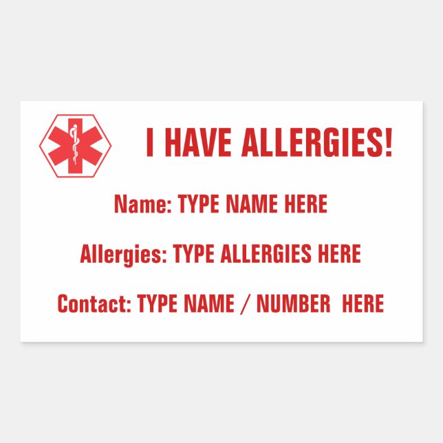 Étiquette antiallergique rouge Sticker (Devant)