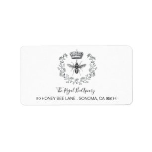 Étiquette Apiary Elegant Miel Bee Crown Laurel Beekeeper