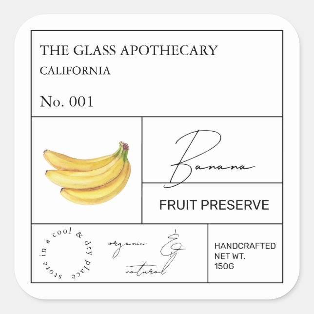 Étiquette Apothecary Banana (Devant)