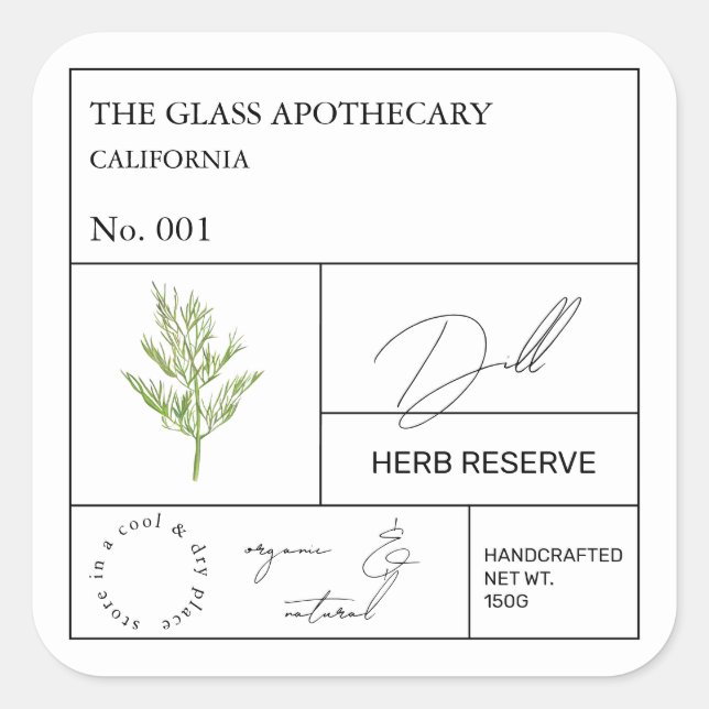 Étiquette Apothecary Dill (Devant)