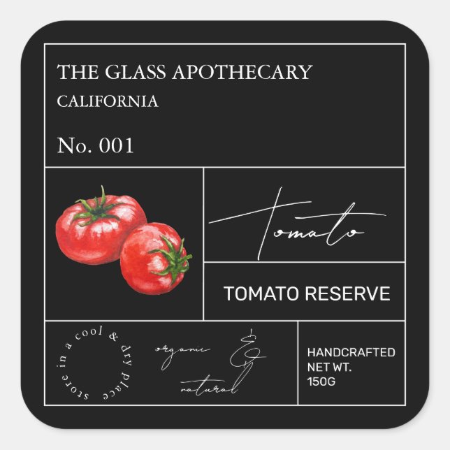 Étiquette Apothecary Tomato (Devant)
