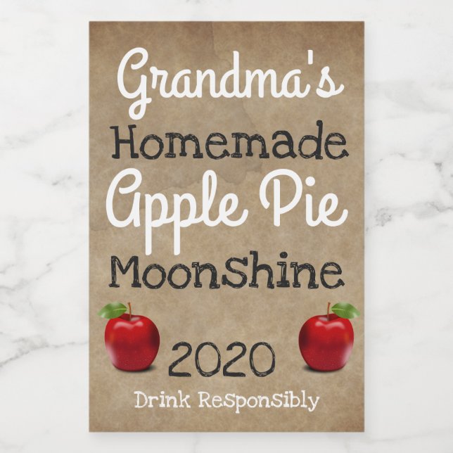 Étiquette Apple Pie Moonshine personnalisé fait ma (Étiquettes simples)