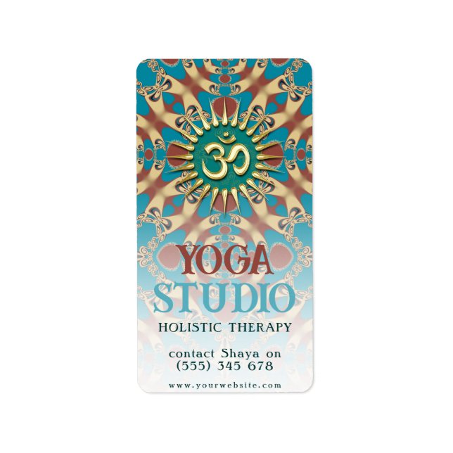Étiquette Aqua Ochre Yoga Énergie holistique (Devant)