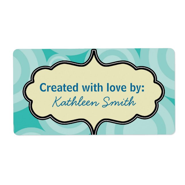 Étiquette Aqua Swirlies Recette/Goodies (Devant)