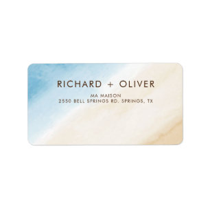 Étiquette Aquarelle Aqua Blue sur le Mariage de mer