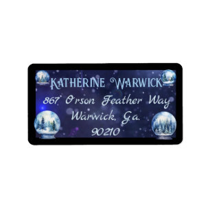 Étiquette Aquarelle artistique Snowglobes d'hiver