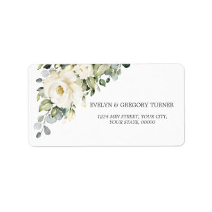 Étiquette Aquarelle Blanc Floral Eucalyptus Mariage de feuil