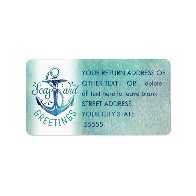 Étiquette Aquarelle "Bonnes Fêtes" nautiques (Devant)