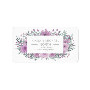Étiquette Aquarelle Bouquet Mariage Lilac ID654