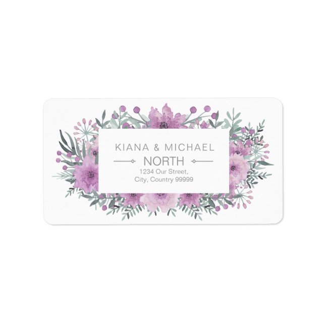Étiquette Aquarelle Bouquet Mariage Lilac ID654 (Devant)