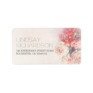 Étiquette Aquarelle Brousse et Roses rose Mariage